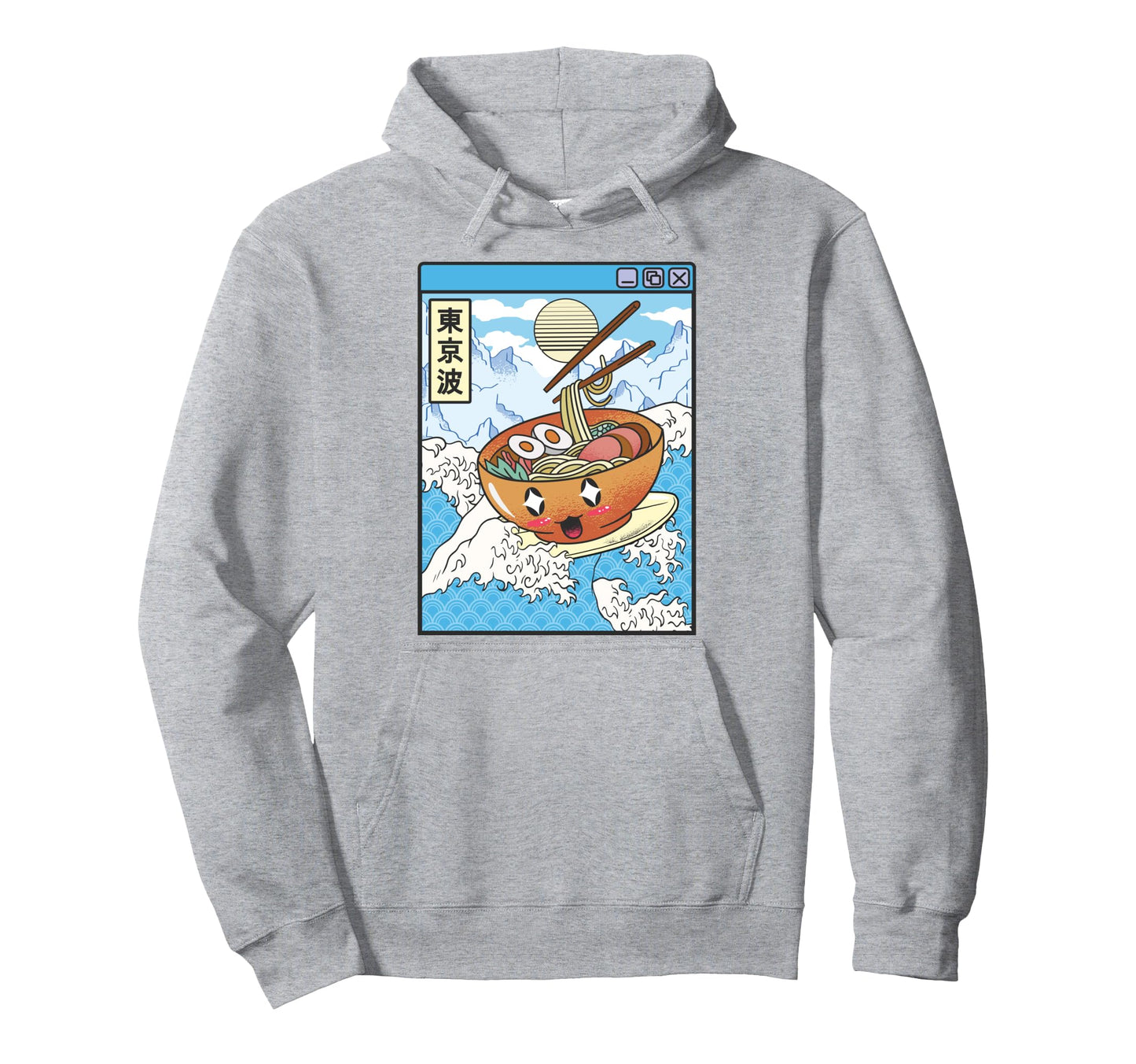 Surfing Ramen Bowl Japanese Waves Hoodie - Custom Art Print for Adults - T-Shirt, Sweatshirt, Hoodie