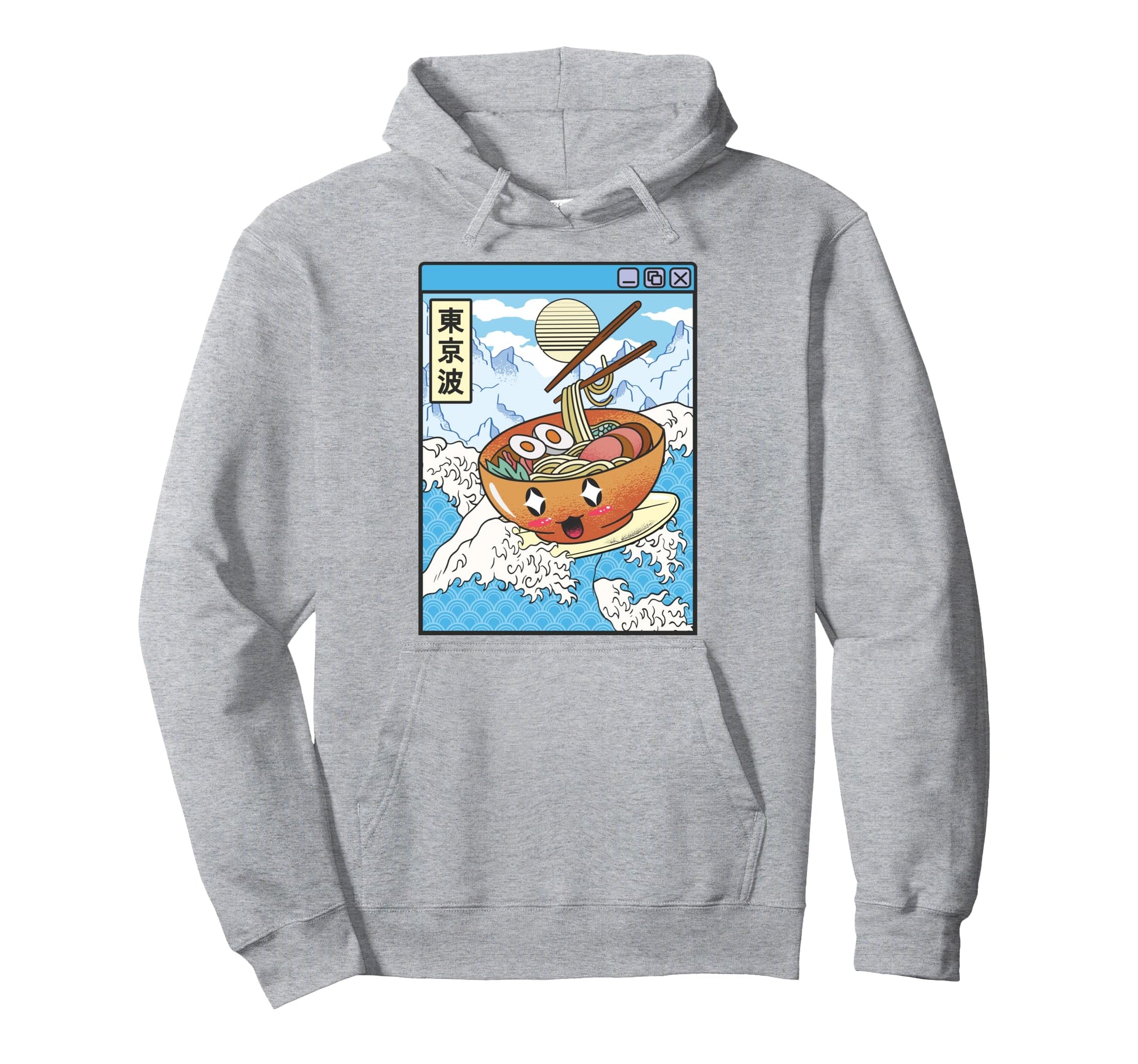 Surfing Ramen Bowl Japanese Waves Hoodie - Custom Art Print for Adults - T-Shirt, Sweatshirt, Hoodie