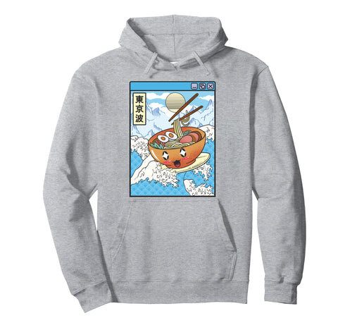 Surfing Ramen Bowl Japanese Waves Hoodie - Custom Art Print for Adults - T-Shirt, Sweatshirt, Hoodie
