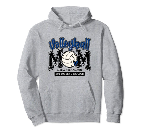 Volleyball Mom Blue Game Day Mama Daughter Hoodie - Trendy Graphic Unisex - T-Shirt, Sweatshirt, Hoodie