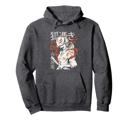 Edgy Aesthetic Soft Grunge Japanese Kitsune Hoodie - Graphic Print Unisex - T-Shirt, Sweatshirt, Hoodie