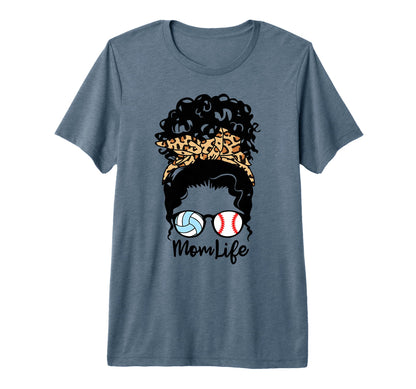 Mom Life Messy Bun Curly Hair T-Shirt - Casual Everyday Wear Men Women - T-Shirt, Sweatshirt, Hoodie