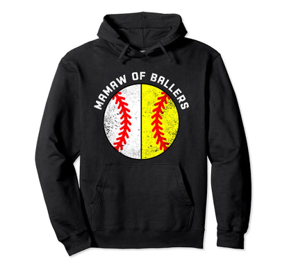 Mamaw Ballers Funny Baseball Softball Hoodie - Custom Art Print Men Women - T-Shirt, Sweatshirt, Hoodie