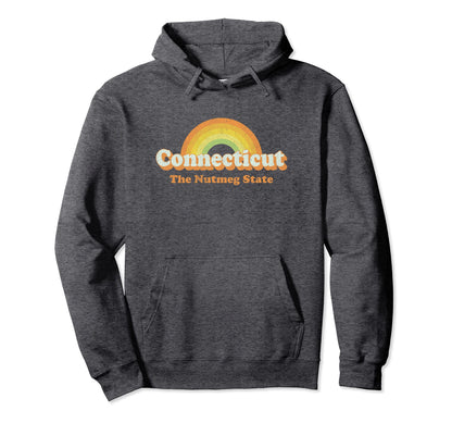 Connecticut 70S Rainbow Hoodie - Novelty Apparel Unisex - T-Shirt, Sweatshirt, Hoodie