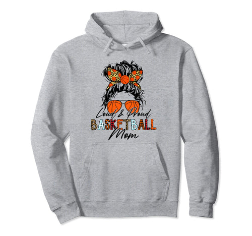 Loud And Proud Basketball Mom Bleached Hoodie - Trendy Graphic for Adults - T-Shirt, Sweatshirt, Hoodie