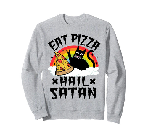 Eat Pizza Hail Satan Pet Cats Sweatshirt - Minimalist Print for Adults - T-Shirt, Sweatshirt, Hoodie