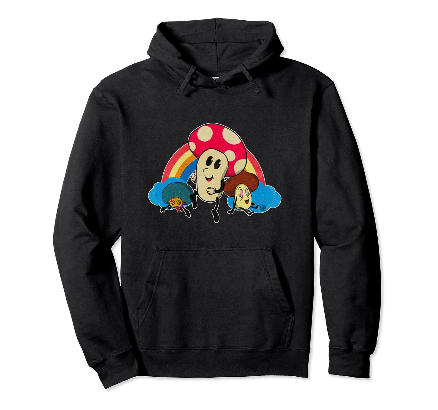 Funny Mushrooms Rainbow Comic 70S Hoodie - Graphic Print for Adults - T-Shirt, Sweatshirt, Hoodie