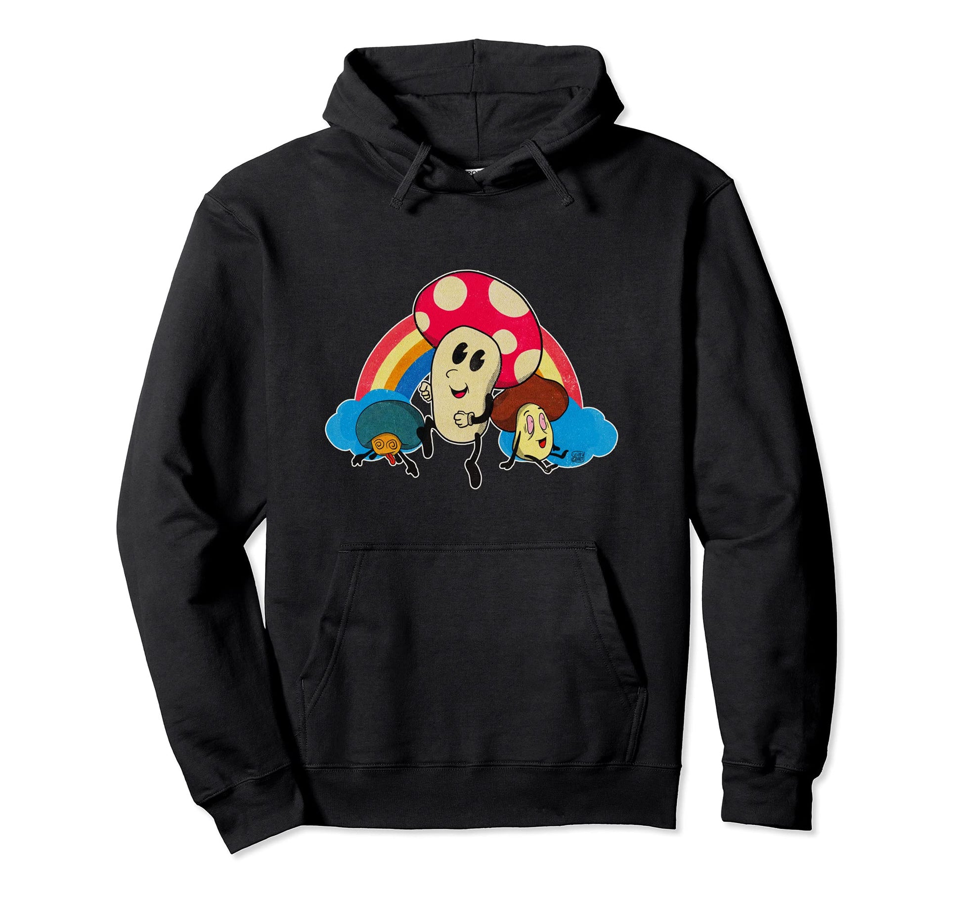 Funny Mushrooms Rainbow Comic 70S Hoodie - Graphic Print for Adults - T-Shirt, Sweatshirt, Hoodie