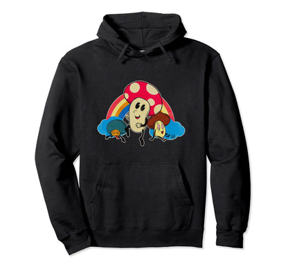 Funny Mushrooms Rainbow Comic 70S Hoodie - Graphic Print for Adults - T-Shirt, Sweatshirt, Hoodie