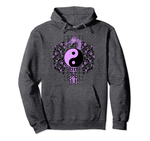 Purple Chinese Dragon Yin Yang Hoodie - Fun Novelty Design for Adults - T-Shirt, Sweatshirt, Hoodie
