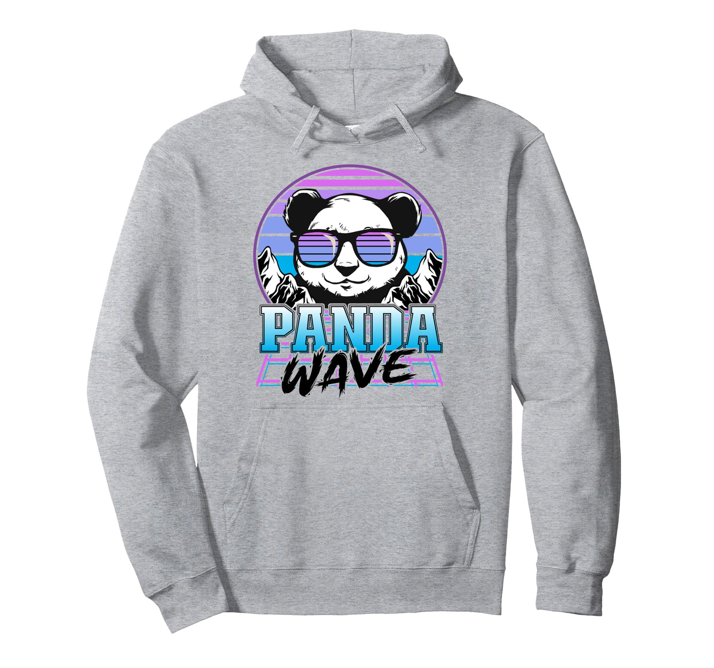 Panda Wave Synthwave Retrowave Sunset Hoodie - Custom Art Print Unisex - T-Shirt, Sweatshirt, Hoodie