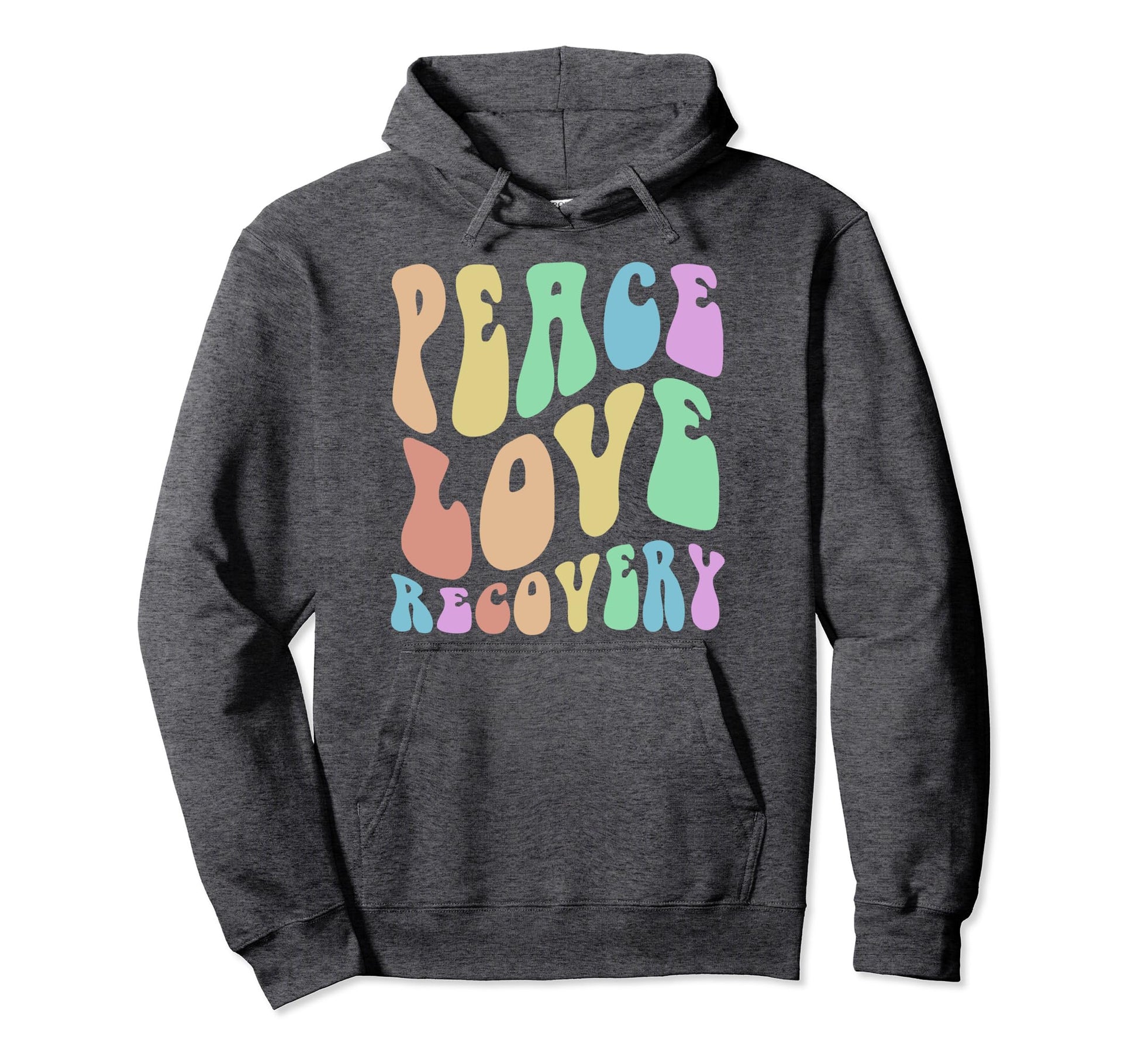 Groovy Peace Love Recovery Aa Red Hoodie - Minimalist Print for Adults - T-Shirt, Sweatshirt, Hoodie