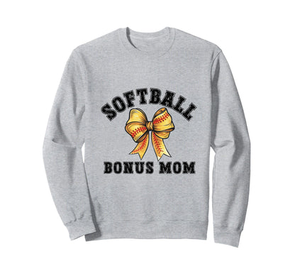 Coquette Softball Bonus Mom Bow Game Sweatshirt - Graphic Print for Adults - T-Shirt, Sweatshirt, Hoodie