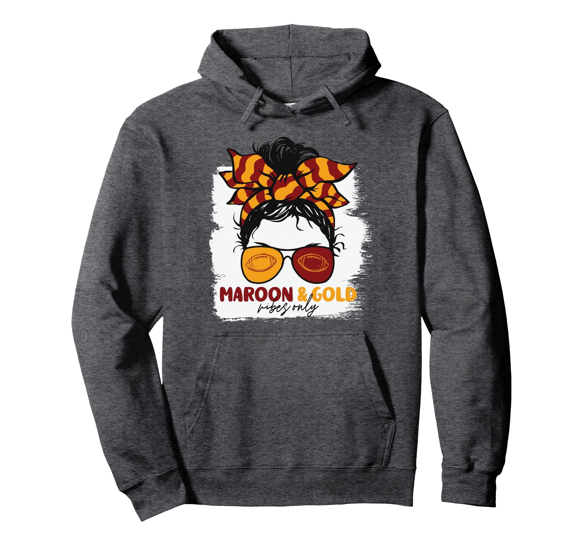 Maroon And Gold Vibes Only Football Hoodie - Fun Novelty Design Men Women - T-Shirt, Sweatshirt, Hoodie