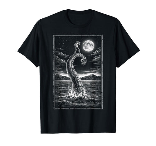 Photographer Octopus Moon Camera T-Shirt - Aesthetic Graphic Unisex - T-Shirt, Sweatshirt, Hoodie