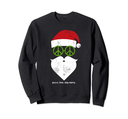 Hippie Santa Groovy Merry Love And Sweatshirt - Novelty Apparel Men Women - T-Shirt, Sweatshirt, Hoodie