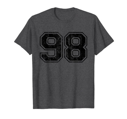 Number 98 Varsity Distressed Sport T-Shirt - Streetwear Style for Adults - T-Shirt, Sweatshirt, Hoodie