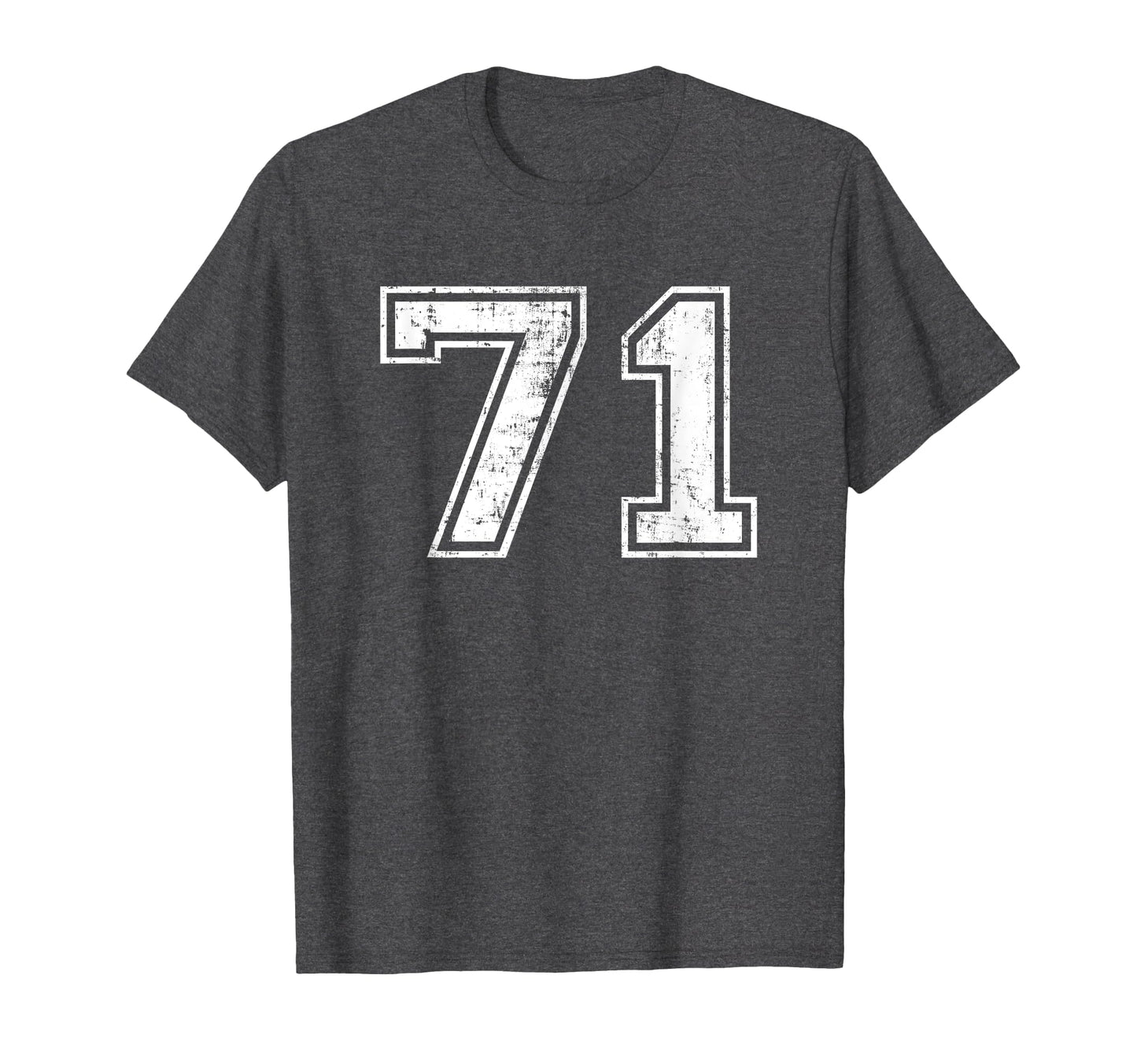 Number 71 Varsity Distressed Sports T-Shirt - Minimalist Print Men Women - T-Shirt, Sweatshirt, Hoodie