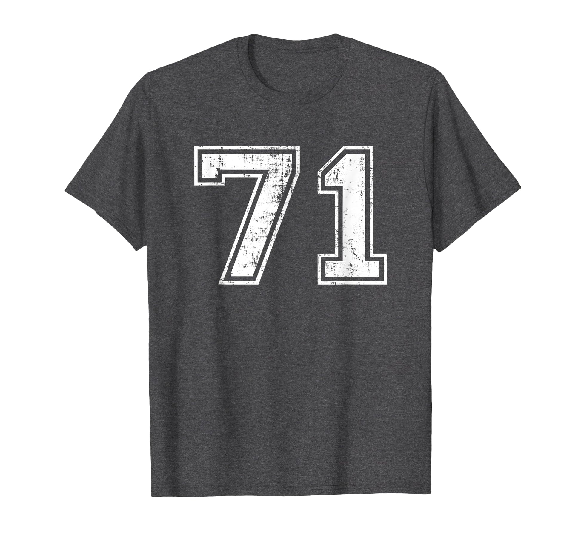 Number 71 Varsity Distressed Sports T-Shirt - Minimalist Print Men Women - T-Shirt, Sweatshirt, Hoodie