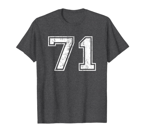 Number 71 Varsity Distressed Sports T-Shirt - Minimalist Print Men Women - T-Shirt, Sweatshirt, Hoodie