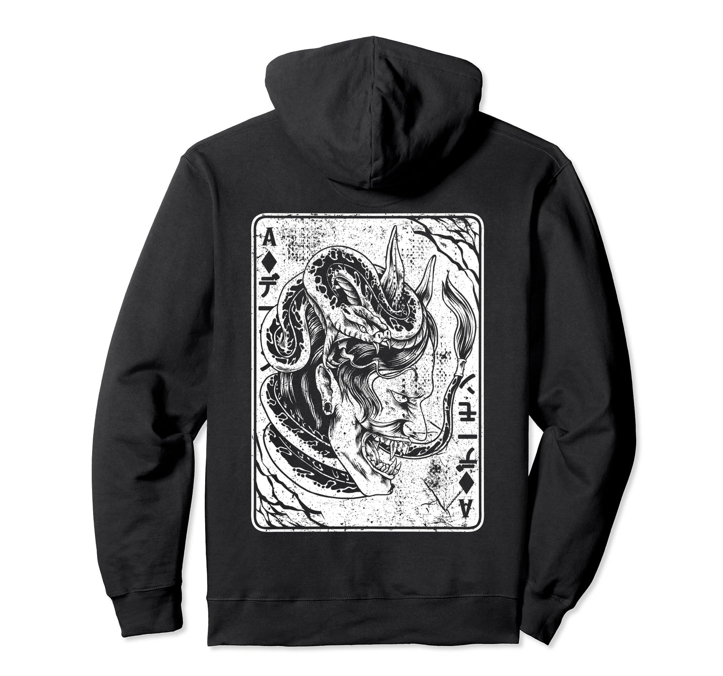 Backprint Japanese Oni Mask Demon Bushido Hoodie - Streetwear Style Unisex - T-Shirt, Sweatshirt, Hoodie