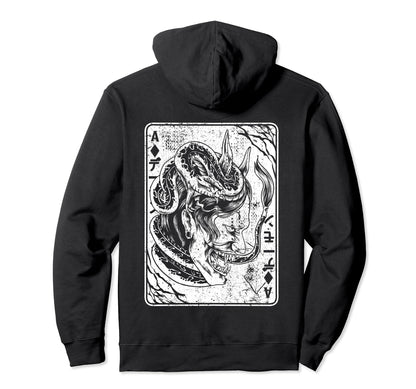 Backprint Japanese Oni Mask Demon Bushido Hoodie - Streetwear Style Unisex - T-Shirt, Sweatshirt, Hoodie