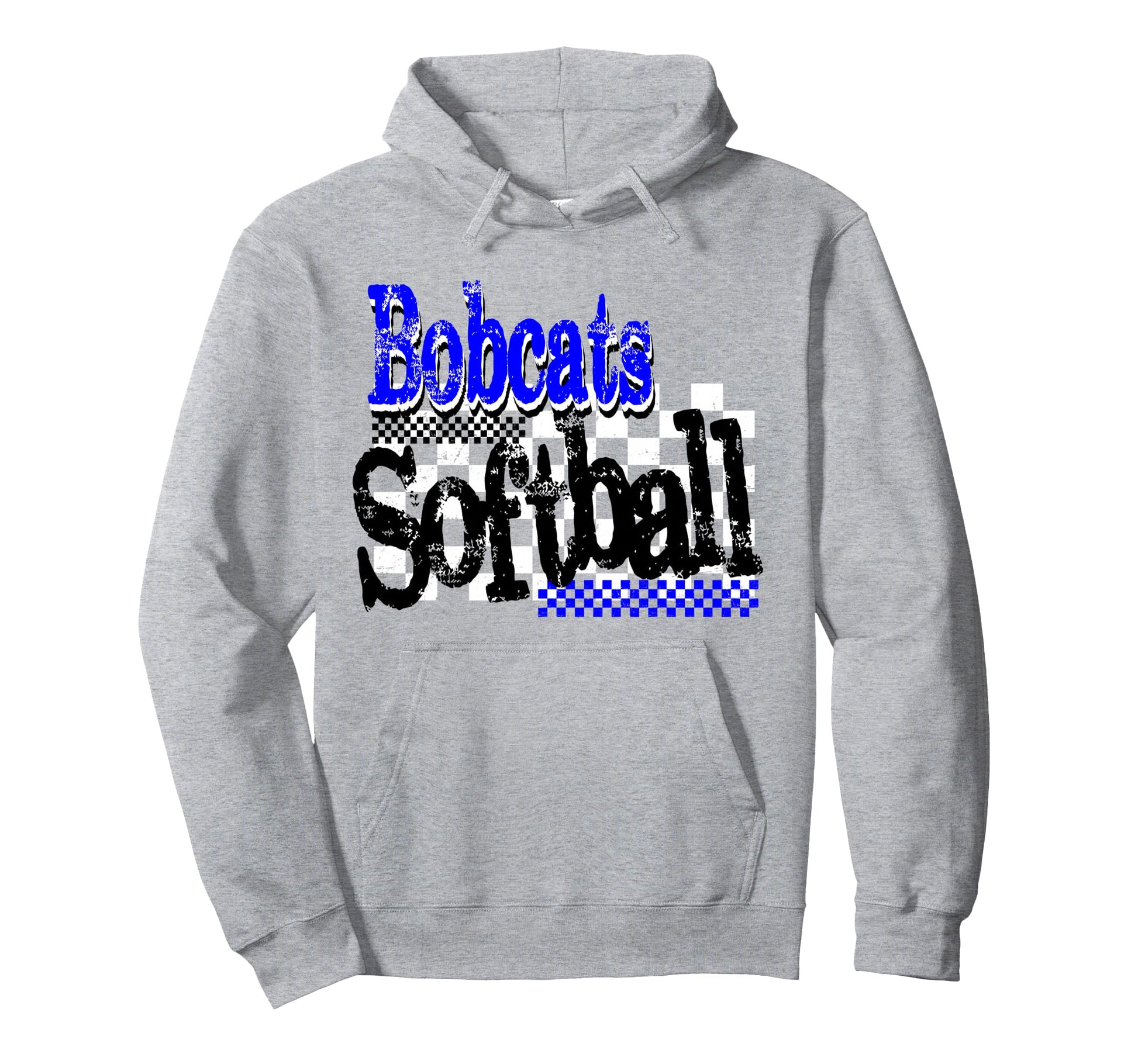 Bobcats Softball Mom Checkered Hoodie - Casual Everyday Wear Men Women - T-Shirt, Sweatshirt, Hoodie