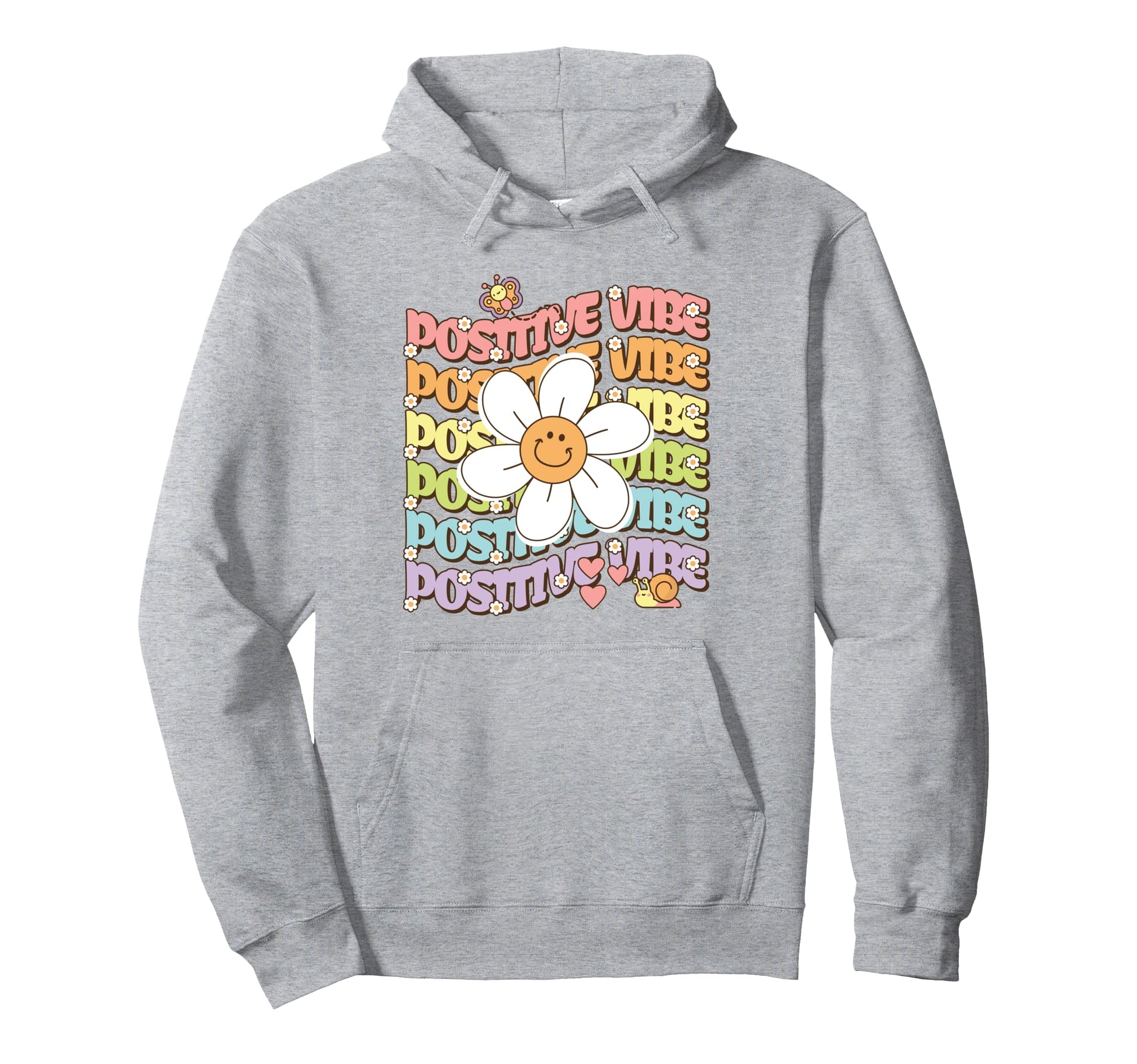 Positive Vibe Smile Daisy Flower Boho Hoodie - Trendy Graphic for Adults - T-Shirt, Sweatshirt, Hoodie