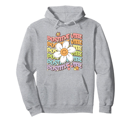 Positive Vibe Smile Daisy Flower Boho Hoodie - Trendy Graphic for Adults - T-Shirt, Sweatshirt, Hoodie