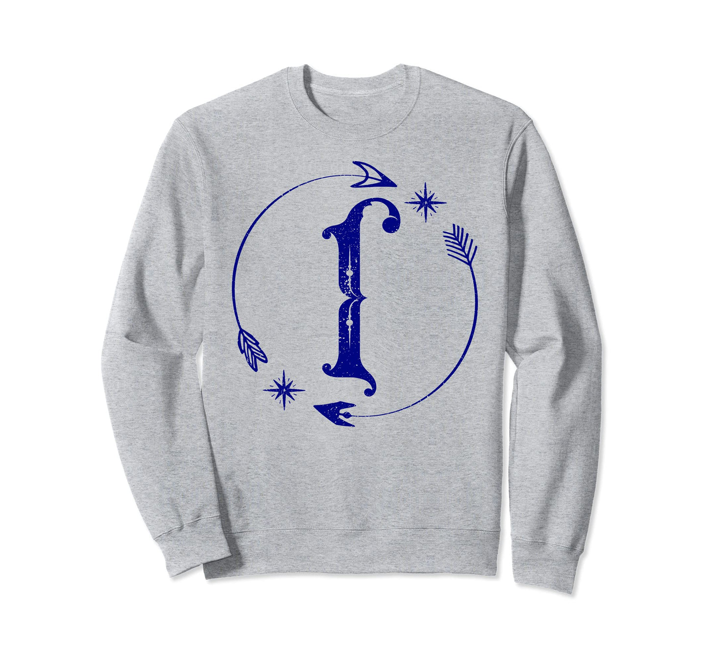 Initial I Monogram Boho Name Sweatshirt - Minimalist Print for Adults - T-Shirt, Sweatshirt, Hoodie
