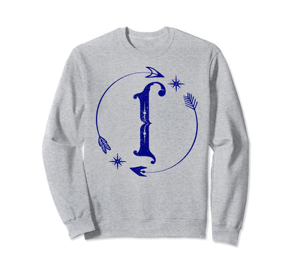 Initial I Monogram Boho Name Sweatshirt - Minimalist Print for Adults - T-Shirt, Sweatshirt, Hoodie
