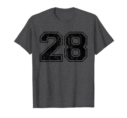 Number 28 Varsity Distressed Sport T-Shirt - Streetwear Style for Adults - T-Shirt, Sweatshirt, Hoodie