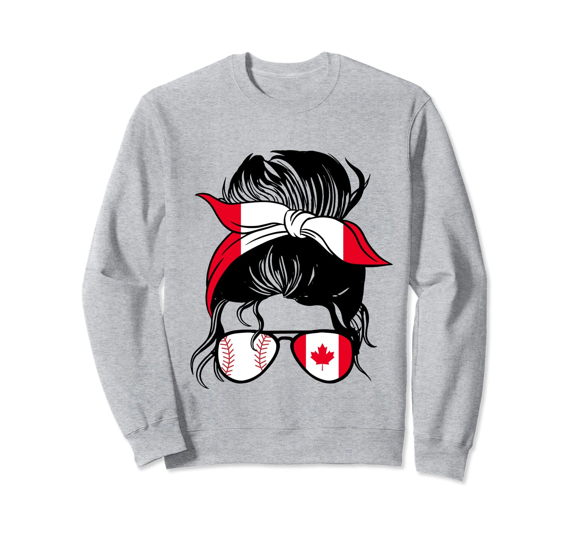 Canada Baseball Mom Messy Bun Sweatshirt - Minimalist Print for Adults - T-Shirt, Sweatshirt, Hoodie