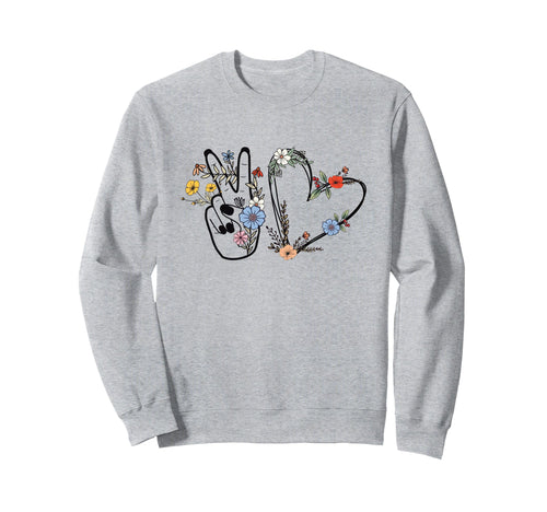Boho Peace Sign Love Heart Floral Sweatshirt - Trendy Graphic for Adults - T-Shirt, Sweatshirt, Hoodie