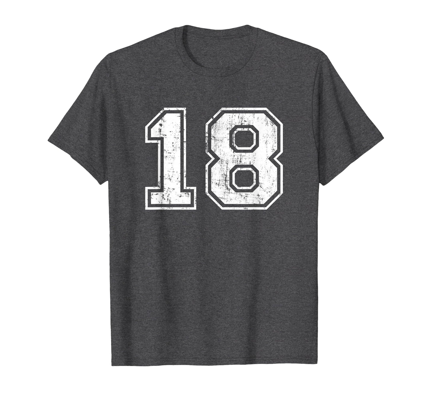 Number 18 Varsity Distressed Sports T-Shirt - Streetwear Style for Adults - T-Shirt, Sweatshirt, Hoodie