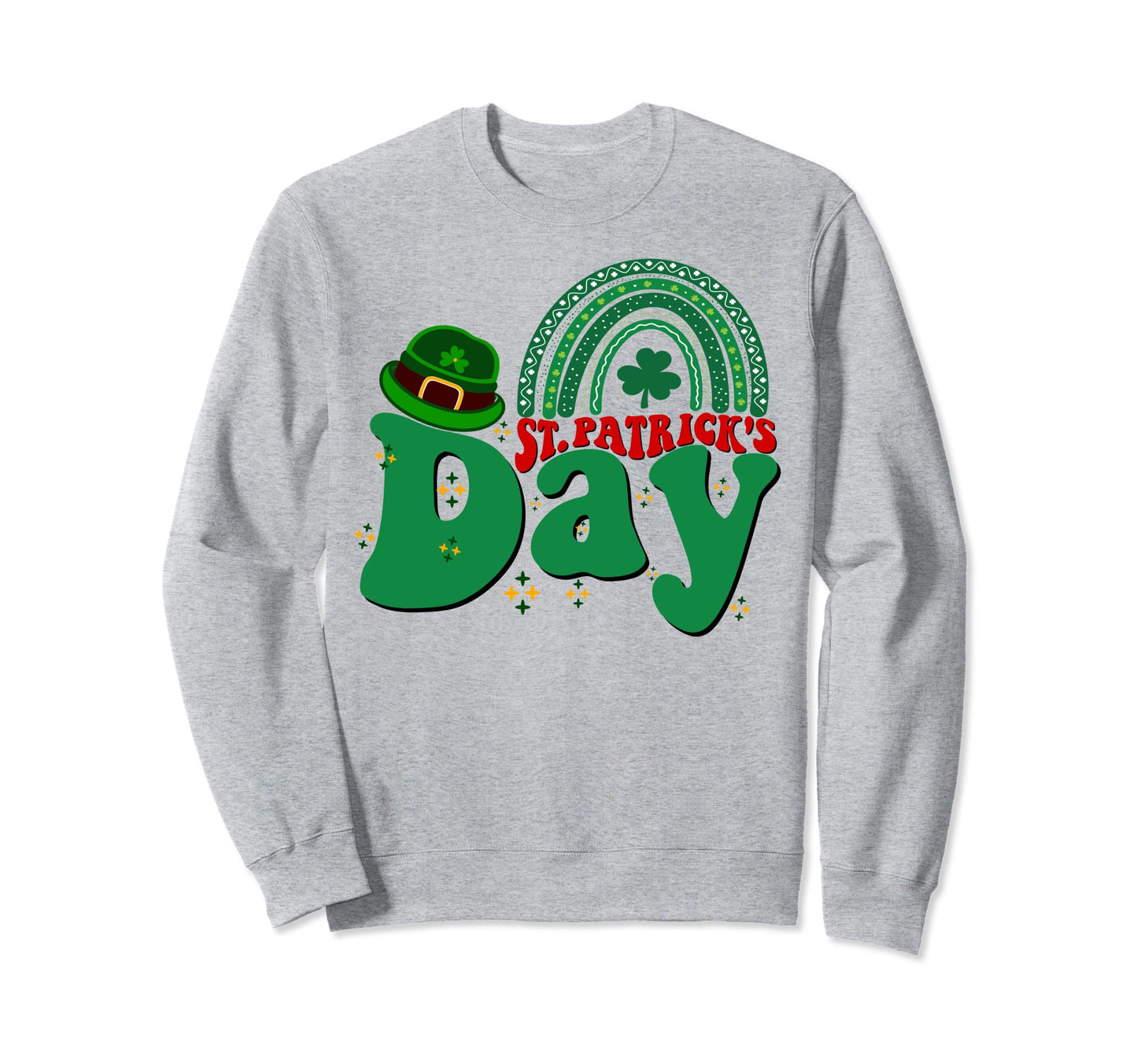 Happy St Patricks Day Groovy Rainbow Sweatshirt - Unique Graphic Unisex - T-Shirt, Sweatshirt, Hoodie