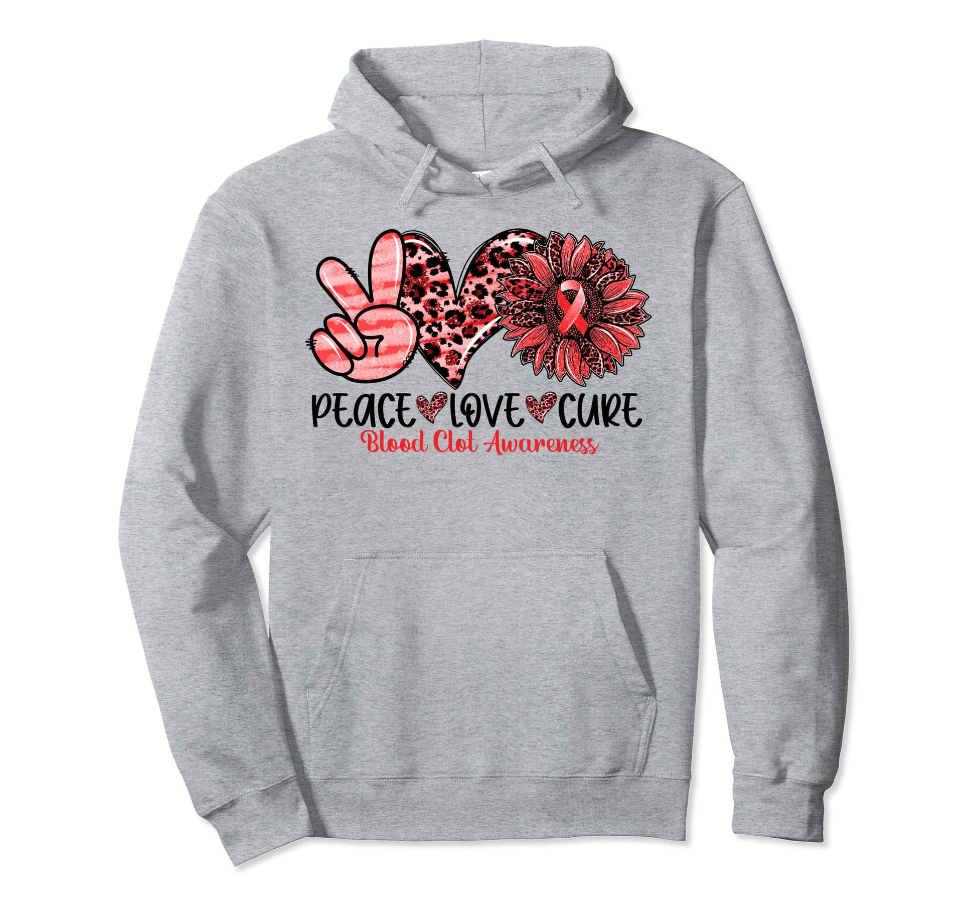 Peace Love Cure Sunflower Red Hoodie - Casual Everyday Wear for Adults - T-Shirt, Sweatshirt, Hoodie