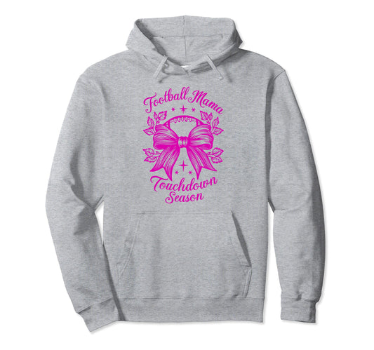 Womens Moms Coquette Bow Football Lover Hoodie - Graphic Print for Adults - T-Shirt, Sweatshirt, Hoodie