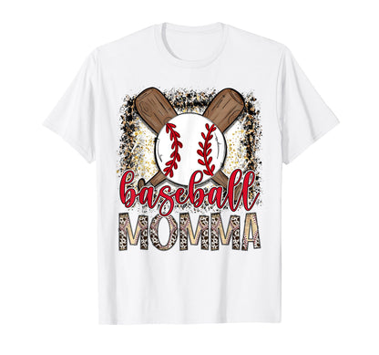 Baseball Momma Leopard Proud Ball Momma T-Shirt - Trendy Graphic Men Women - T-Shirt, Sweatshirt, Hoodie