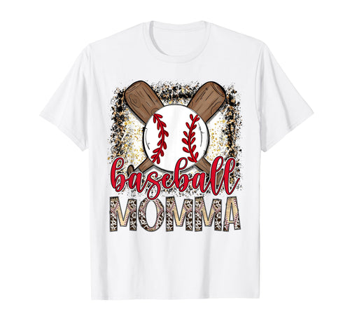 Baseball Momma Leopard Proud Ball Momma T-Shirt - Trendy Graphic Men Women - T-Shirt, Sweatshirt, Hoodie