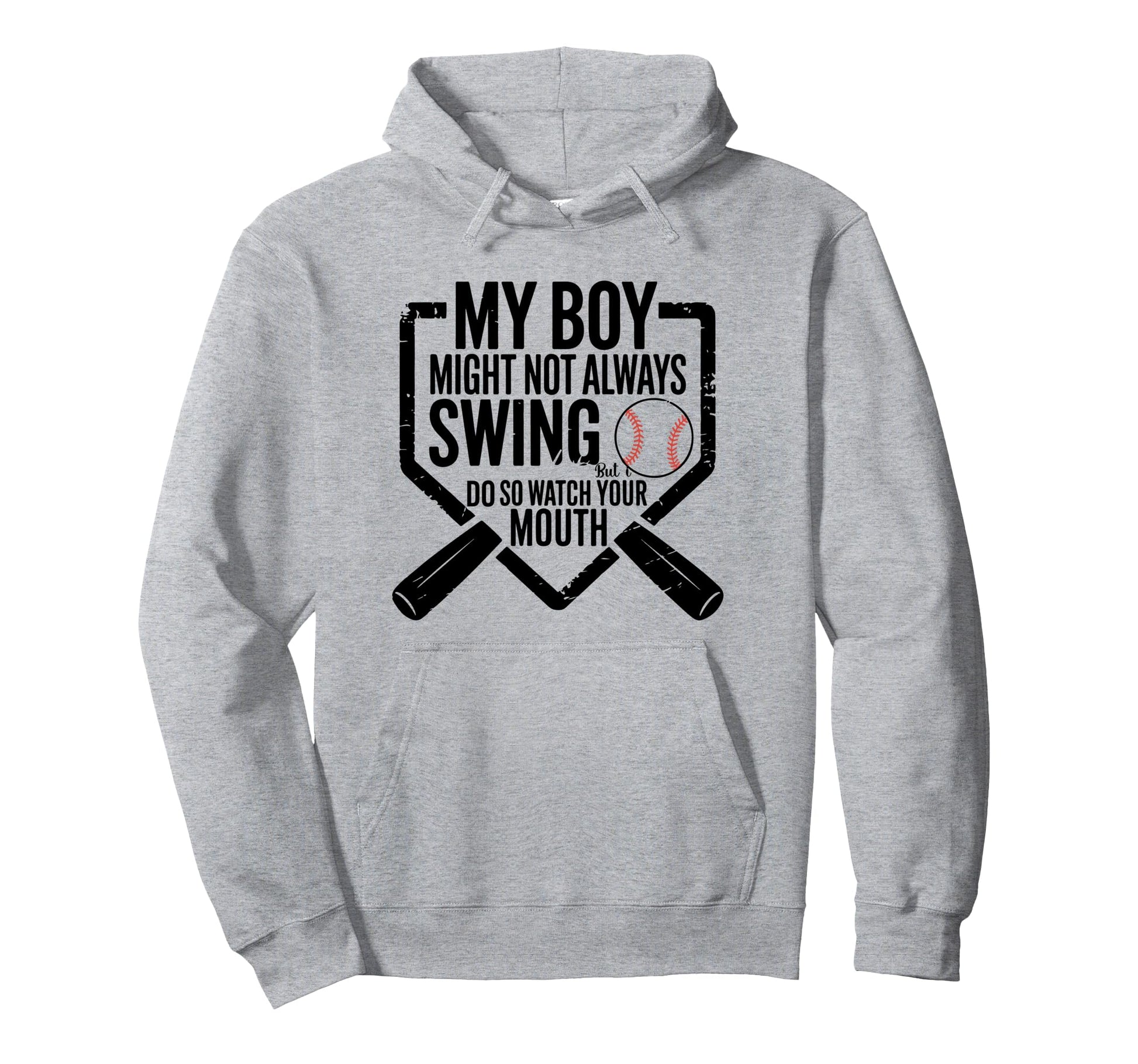 Funny Baseball Parent Swing Joke Hoodie - Novelty Apparel for Adults - T-Shirt, Sweatshirt, Hoodie