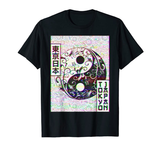 Yin Yang Tokyo Japan Vaporwave Aesthetic T-Shirt - Minimalist Print Unisex - T-Shirt, Sweatshirt, Hoodie
