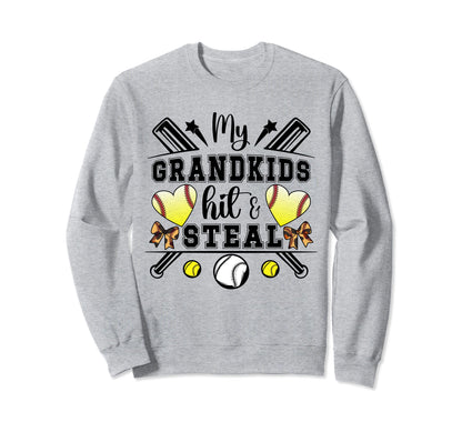 My Grandkids Hit Steal Baseball Sweatshirt - Streetwear Style for Adults - T-Shirt, Sweatshirt, Hoodie
