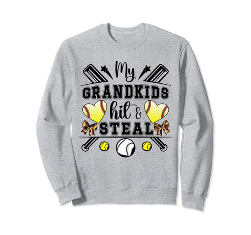 My Grandkids Hit Steal Baseball Sweatshirt - Streetwear Style for Adults - T-Shirt, Sweatshirt, Hoodie