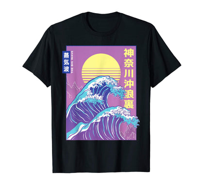 Great Wave Japanese Vaporwave 90S T-Shirt - Fun Novelty Design Men Women - T-Shirt, Sweatshirt, Hoodie