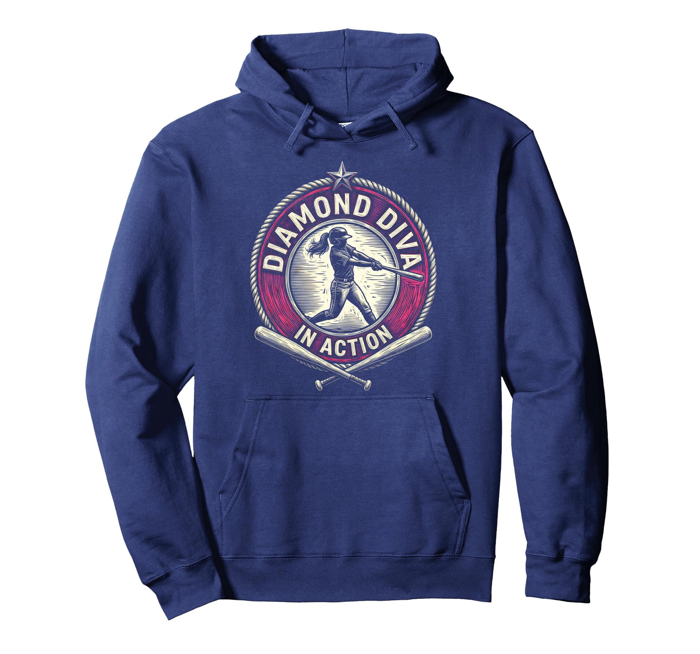 Diamond Diva Action Baseball Hoodie - Streetwear Style Men Women - T-Shirt, Sweatshirt, Hoodie