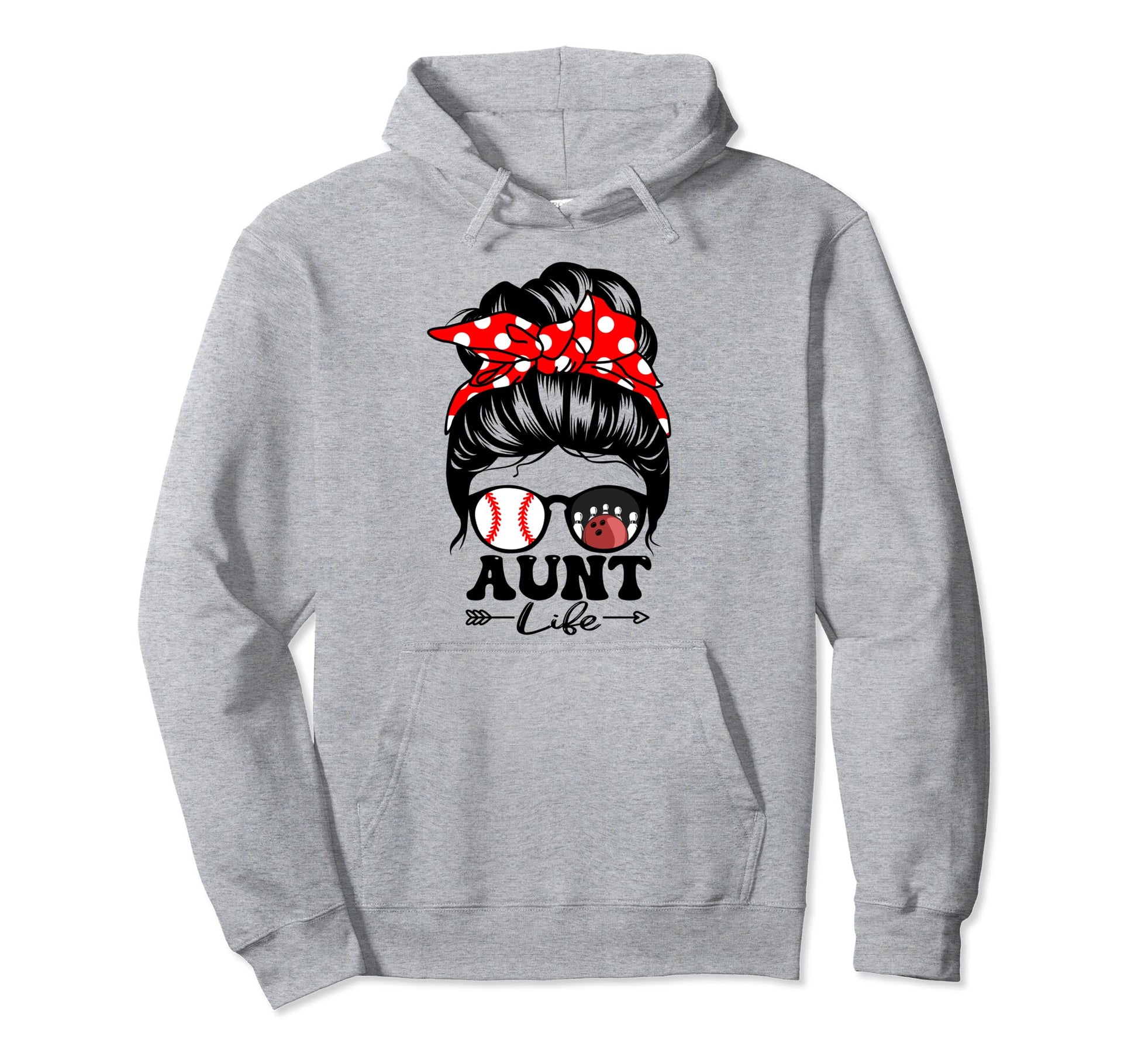 Aunt Life Messy Bun Hair Funny Baseball Hoodie - Trendy Graphic Men Women - T-Shirt, Sweatshirt, Hoodie