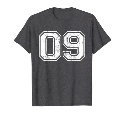 Number 09 Varsity Distressed Sports T-Shirt - Aesthetic Graphic Men Women - T-Shirt, Sweatshirt, Hoodie