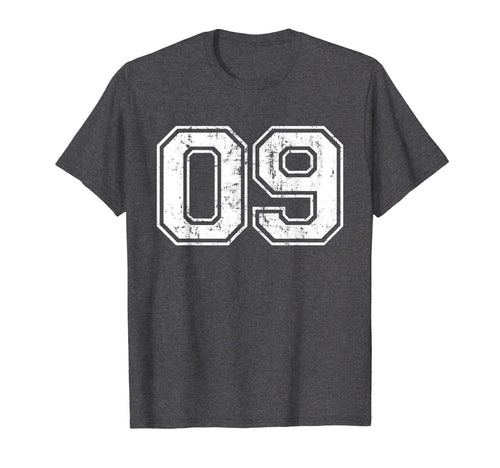 Number 09 Varsity Distressed Sports T-Shirt - Aesthetic Graphic Men Women - T-Shirt, Sweatshirt, Hoodie