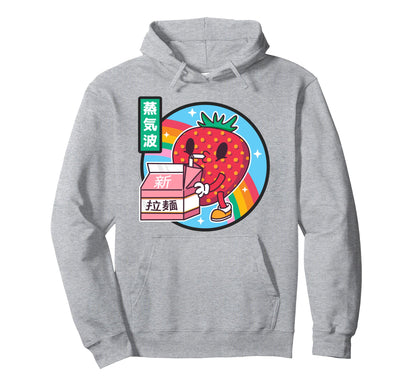 Strawberry Milk Carton Kawaii Rainbow Hoodie - Fun Novelty Design Unisex - T-Shirt, Sweatshirt, Hoodie